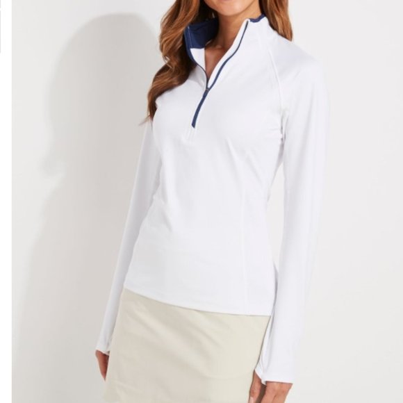Vineyard Vines Women's Solid 1/2-Zip - White Cap - Medium - Picture 1 of 7